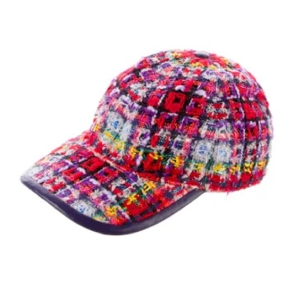 Gucci Multicolor Tweed Hat with Gold Logo
